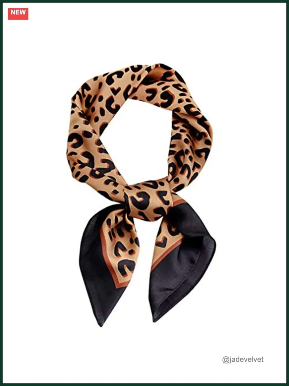 Leopard Print Square Scarf, Silk Touch Polyester, Versatile Hair Scarf & Bag